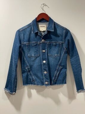 L'AGENCE Janelle Slim Raw Denim Jacket Size S pre-owned